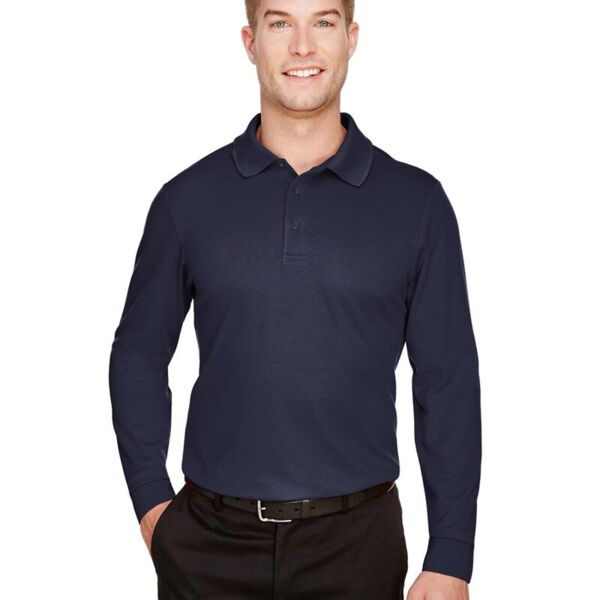 CrownLux Performance® Plaited Long Sleeve Polo Thumbnail
