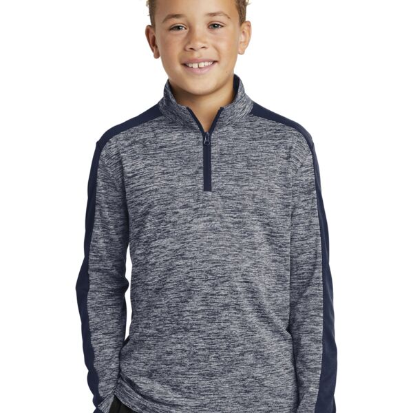 Youth PosiCharge ® Electric Heather Colorblock 1/4 Zip Pullover Thumbnail